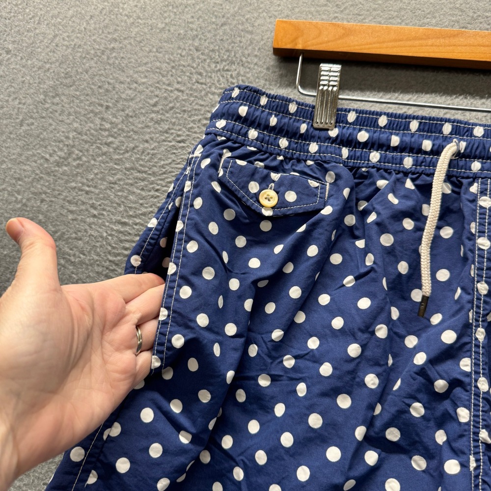 Polo Ralph Lauren Swim Trunks Mens Large Polka Dot Blue Pool Beach Mesh Liner - Picture 6 of 10